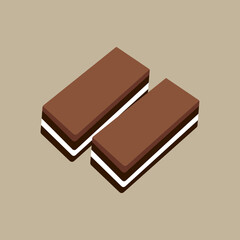 Sweet Chocolate Cake Dessert vector illustration