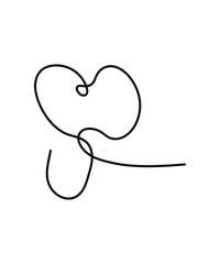 one line heart art, vector best line icon.