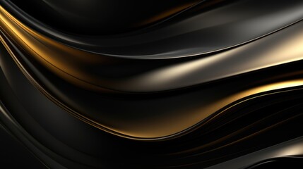Abstract Golden Swirls on Black Background