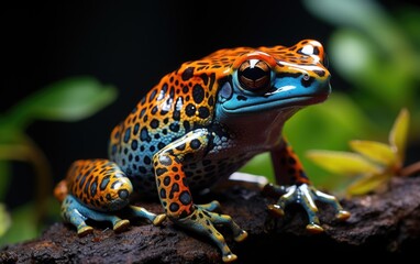 Vibrant Poison Dart Frog on Forest Floor
