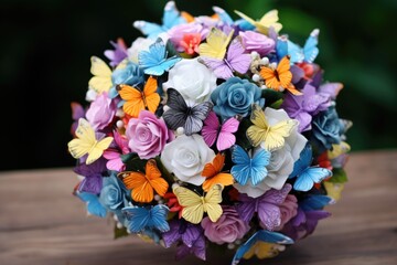 Bridal bouquet with butterflies