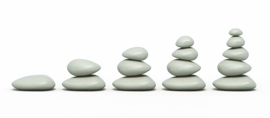 Balanced pebbles render (isolated on white and clipping path)