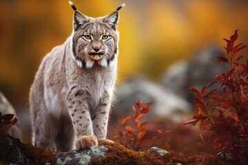 lynx in its natural habitat. portrait of a large cat, an animal of the feline family.