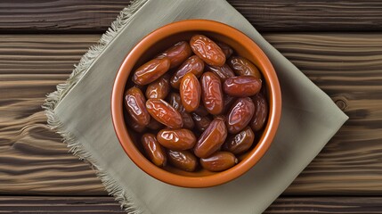 Traditional Ramadan Kurma on Textured Wooden Surface