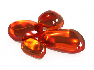 Amber stone render (isolated on white and clipping path)