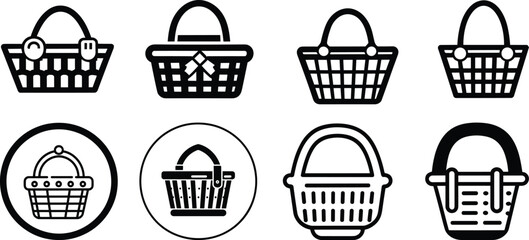 Basket icon collection. shopping icon set make by vector