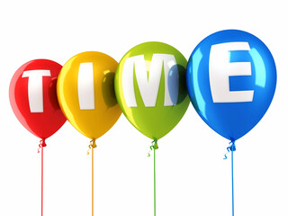 Time Writing Colorful balloons render (isolated on white and clipping path)