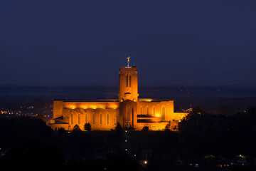 Guildford cathedral at night