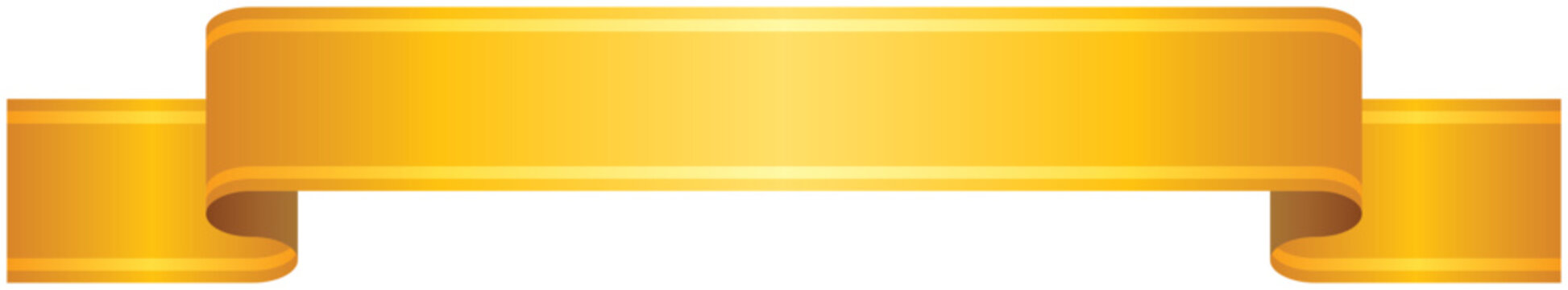 ゴールドライン入りグラデーションリボンの単品イラスト1（黄色）