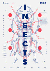Modern insects vector poster