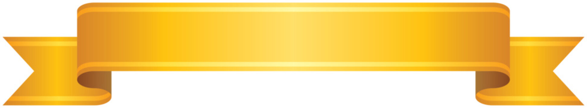 ゴールドライン入りグラデーションリボンの単品イラスト2（黄色）