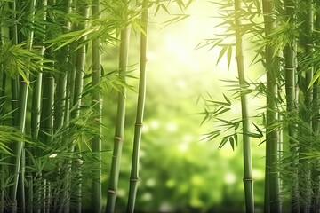 Bamboo Bliss: Sunlight Piercing Through a Serene Bamboo Forest Scene,  a tranquil and idyllic photo backdrop, capturing the essence of a nature retreat in a bamboo haven.
