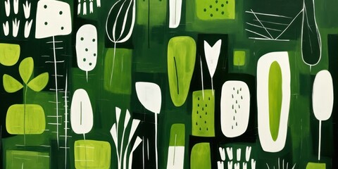 Forest green abstract simple shapes