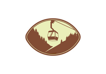 cable car with tree vector icon logo illustration white background