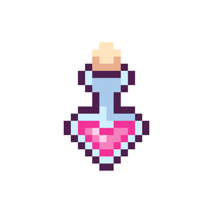Obraz premium Pixel love potion, valentines day , 8 bit, retro, y2k pixel icon on a completely white background vector