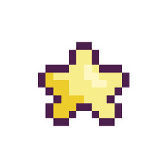 Pixel star rating, 8 bit, retro, y2k pixel icon on a completely white background