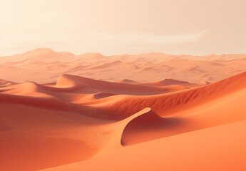 Beautiful Sand Dunes In The Sahara Desert At Sunrise - obrazy, fototapety, plakaty
