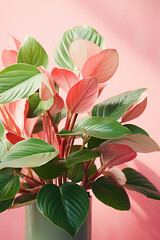 photo pink and green leaves still life