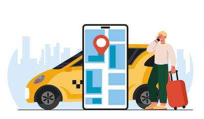 Man order taxi vector concept © Aleksey