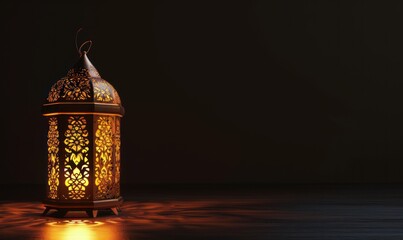 An Elegant Islamic Ramadan Lantern Illuminating the Dark. Ramadhan Month