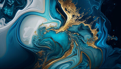 abstract background, abstract background with waves, Marble aqua blue gold texture, liquid,...