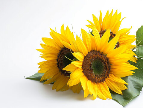 Sunflower isolated on white background in minimalist style. 