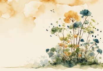 Watercolor flowers illustration, with planet, Earth Day.
