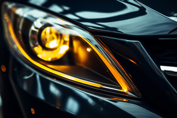 closeup of car headlights