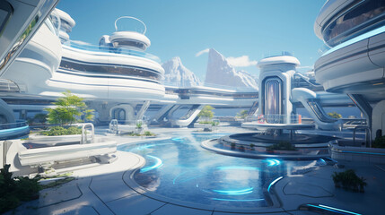 Obraz premium Futuristic Hospital: Pioneering Health in the Future