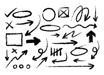 set of hand drawn arrows and symbol