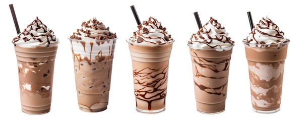 Chocolate milkshake in a plastic cup isolated	