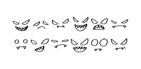 set of demon face emoticon - obrazy, fototapety, plakaty
