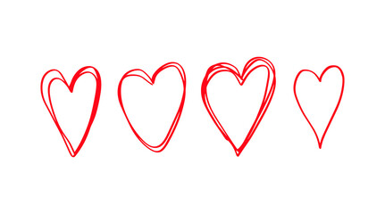 set of red heart shape