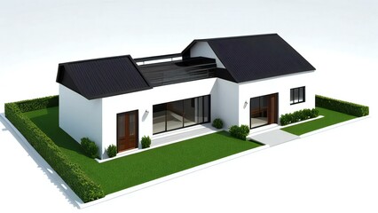 3d render of a modern house on white background, Real estate concept.