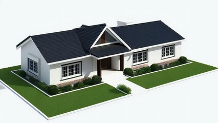 3d render of a modern house on white background, Real estate concept.