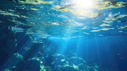 Fototapeta na wymiar Lens Flares and Water: Synergy in Aquatic Visuals