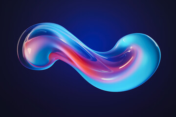 Generative AI image of a sleek blue and purple fluid shape with a smooth gradient and glossy finish, giving a sense of futuristic design