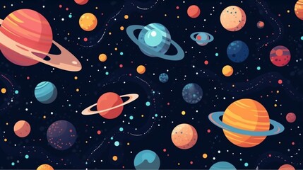 Vector space background Cute flat style template Ai Generative