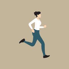 Faceless woman jogging. Active healthy lifestyle concept, running, city competition, marathons, cardio workout, exercise. Vector illustration