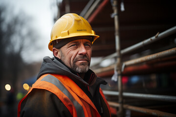 portrait of a worker in construction site	