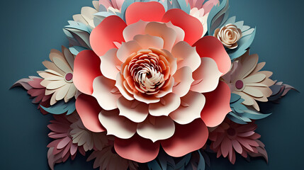 Photo flower paper flower 3d illustration