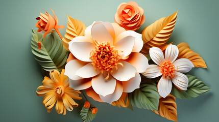 Obraz na płótnie Canvas Photo flower paper flower 3d illustration