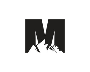 Letter M Mountain Logo. Template Minimalist Alphabet Vector Design