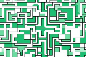 Fototapeta na wymiar Green and white clear outlines coloring page of mosaic pattern