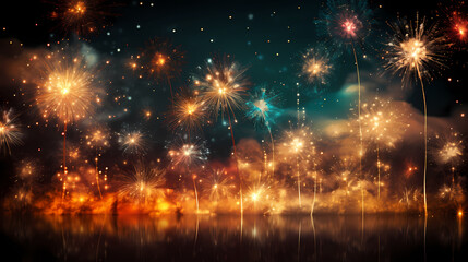 Fototapeta premium Fireworks background for celebration, holiday celebration concept