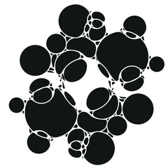 black and white abstract background. Black abstract dots, circles on white background, pttern, vector, textile