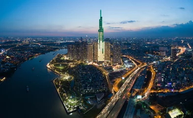 Stickers pour porte Moscou Aerial view of Landmark 81 in Ho Chi Minh city, Vietnam. 