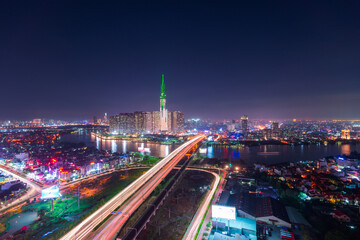 Aerial view of Landmark 81 in Ho Chi Minh city, Vietnam. 