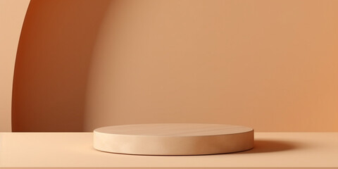 Sleek Minimalistic Wooden Platform Podium A Background For Product Display, Modern Elegance: Sleek Wooden Platform Podium for Product Display