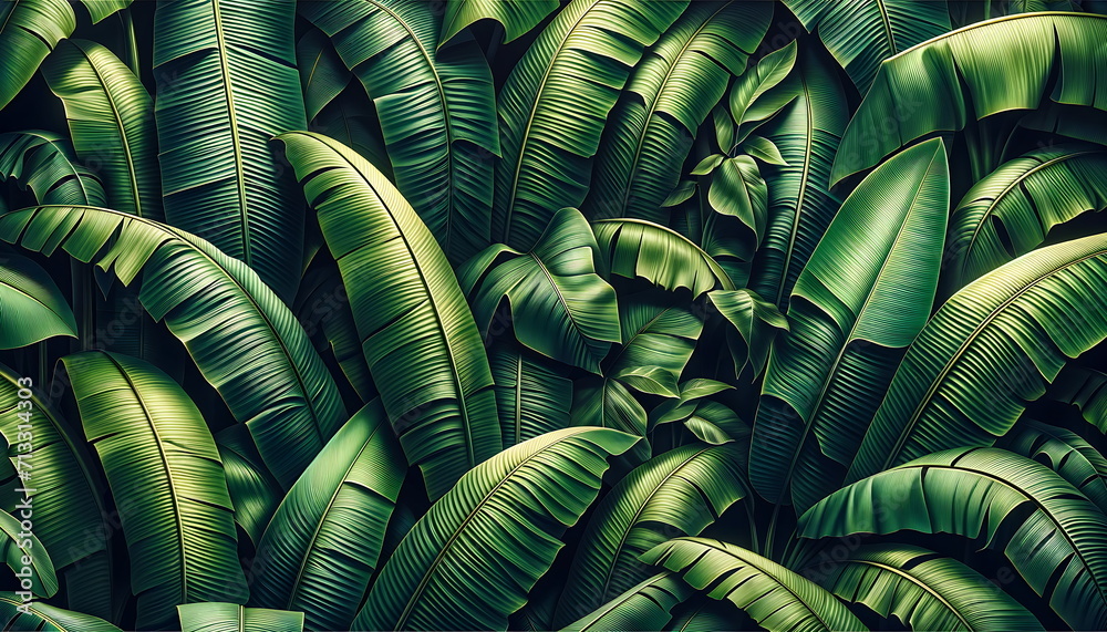 Wall mural wallpaper pattern with banana leaves